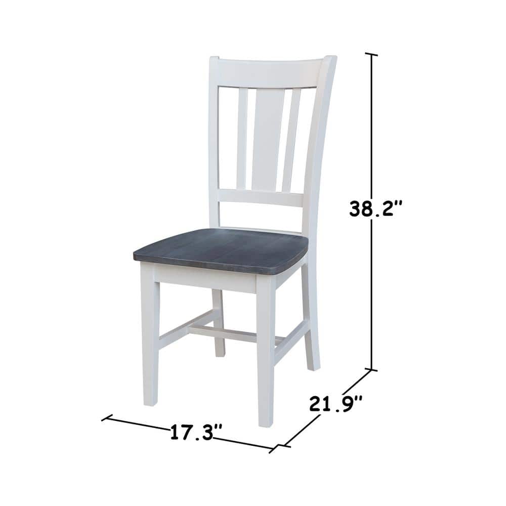 Elegant White Rubberwood Slat-Back Dining Chairs, Set of 2