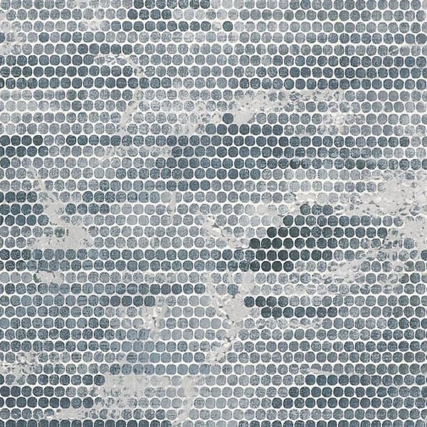 2 ft. x 8 ft. Blue, Gray Polka Dot Area Rug