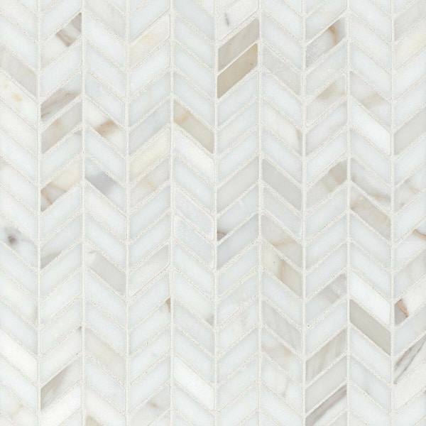Bedrosians Calacatta Chevron 12 in. x 12 in. Honed Calacatta Marble Mosaic Tile (10 sq. ft./Carton)