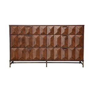 21 in. Brown 6-Drawer Wooden Dresser Without Mirror