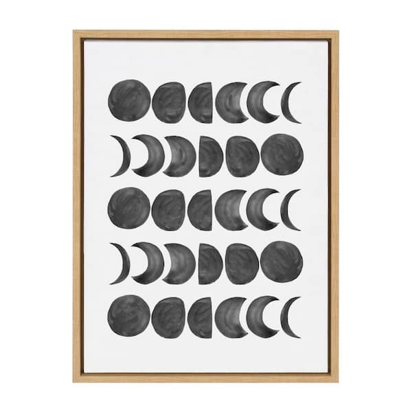 Kate and Laurel Sylvie 901 Moon Phases Black on White by Teju Reval of SnazzyHues Framed Art Print 24 in. x 18 in.