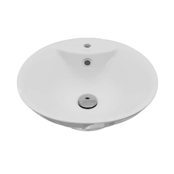 VC-402-WH Valera 19 in. Vitreous China Vessel Bathroom Sink in White with Overflow Drain