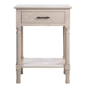Peyton 19 in. Beige Rectangle Wood Storage End Table