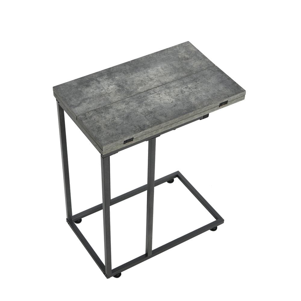 Jamestown Gray and Black Metal Extendable C-Shaped Side Table