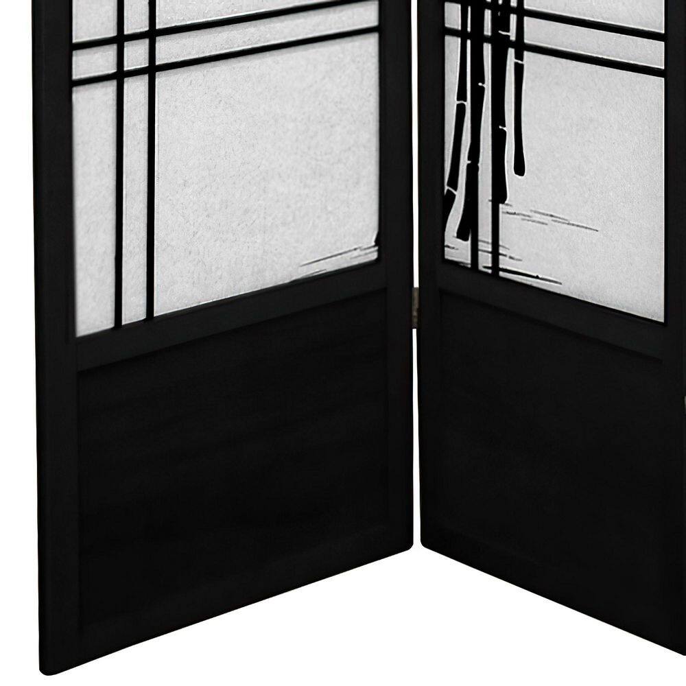 83.5" Black Bamboo Tree Shoji Room Divider