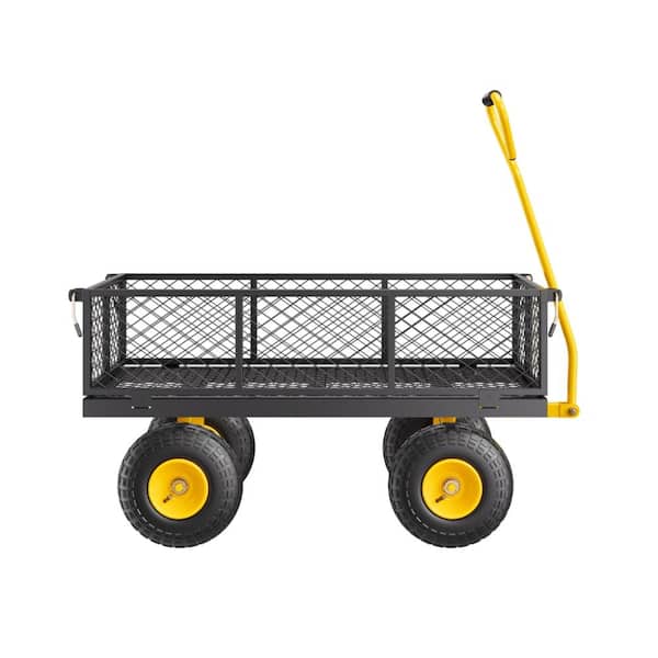3.44 cu. ft. Metal Garden Cart with 10" Tires and Mesh Removable Sides,900 Lbs Capacity  in Black