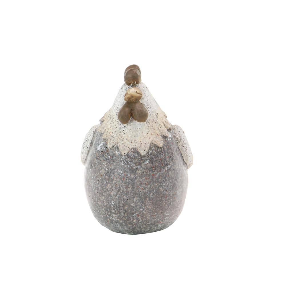 Gray and White Polystone Chicken Garden Figurine