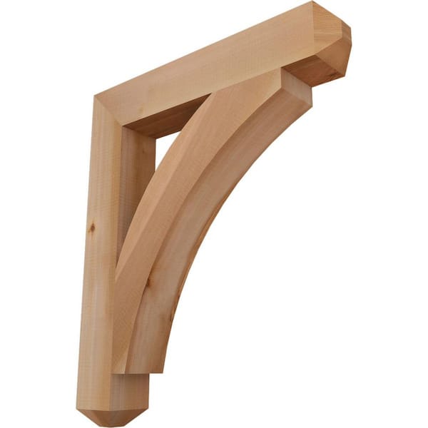 Ekena Millwork 3.5 in. x 28 in. x 24 in. Western Red Cedar Thorton Craftsman Smooth Bracket