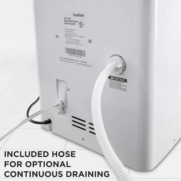 Ivation IVADH50PWP2 50 Pint Energy Star Dehumidifier with Pump and Hose Connector - 3