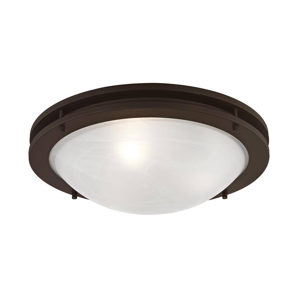 Ariel Art Deco-Inspired Bronze 3-Light Flush Mount with White Alabaster Glass