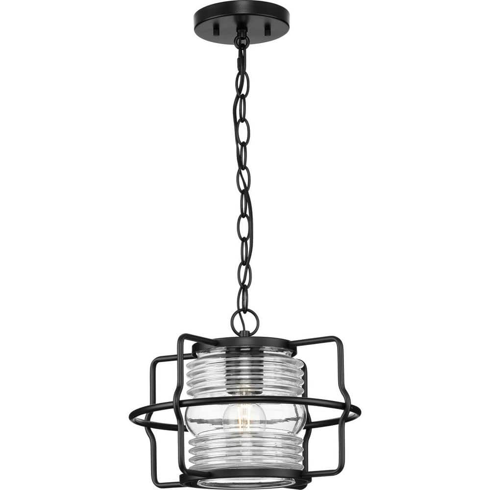 Keegan 13" Matte Black Glass Outdoor Hanging Lantern