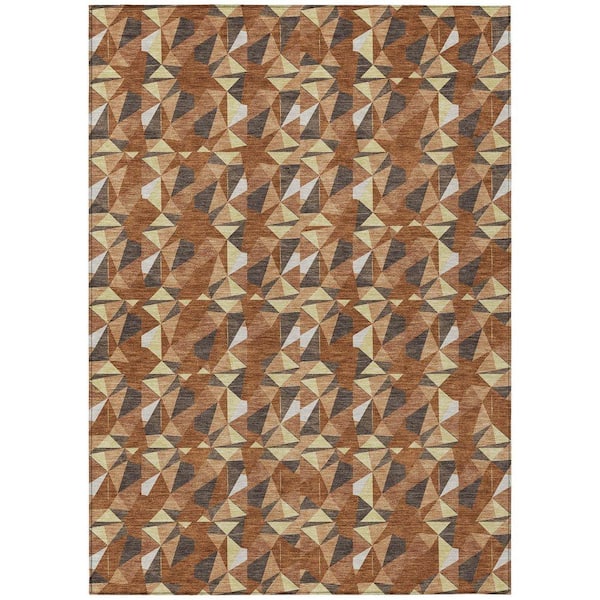 Chantille Machine Washable Indoor/Outdoor Abstract ACN2636 Paprika 10 ft. x 14 ft. Area Rug