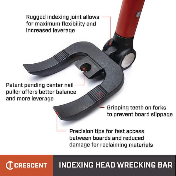 Bull Bar 44 in. Indexing Head Deck Removal Demo Wrecking Bar