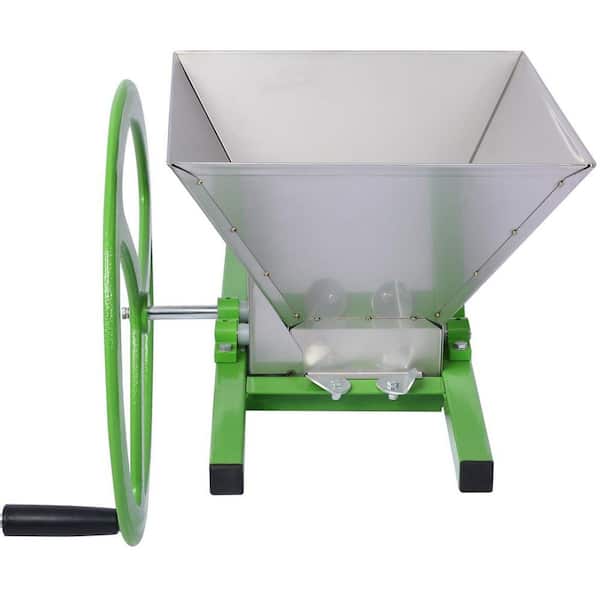 7L Manual Fruit Grinder, Portable Stainless Steel Fruit Scratter Pulper with Wheel, for Wine and Cider Pressing