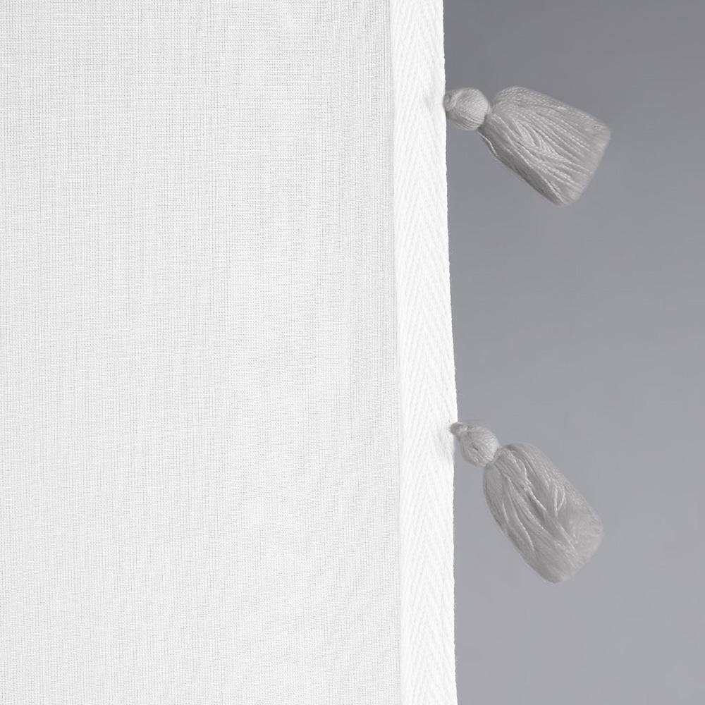 Bianca Gray Cotton Semi-Sheer Rod Pocket Window Curtain Panel with Tassels