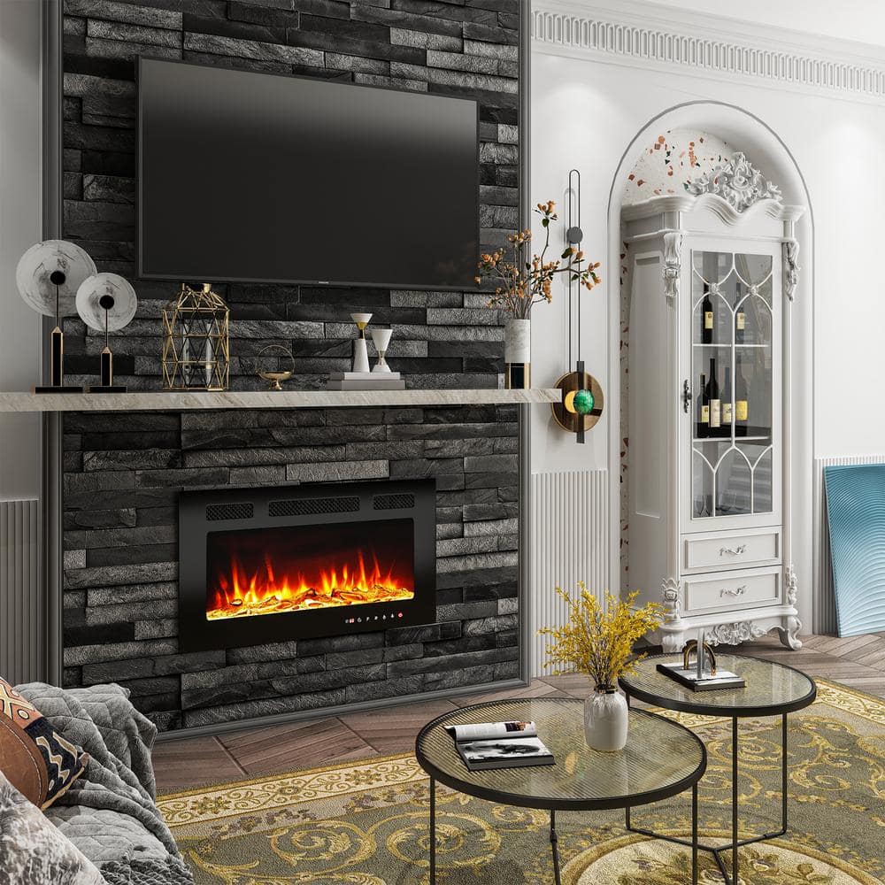 Mondawe 30 in. 400 sq. ft. Wall-Mount/Recessed LED Electric Fireplace ...