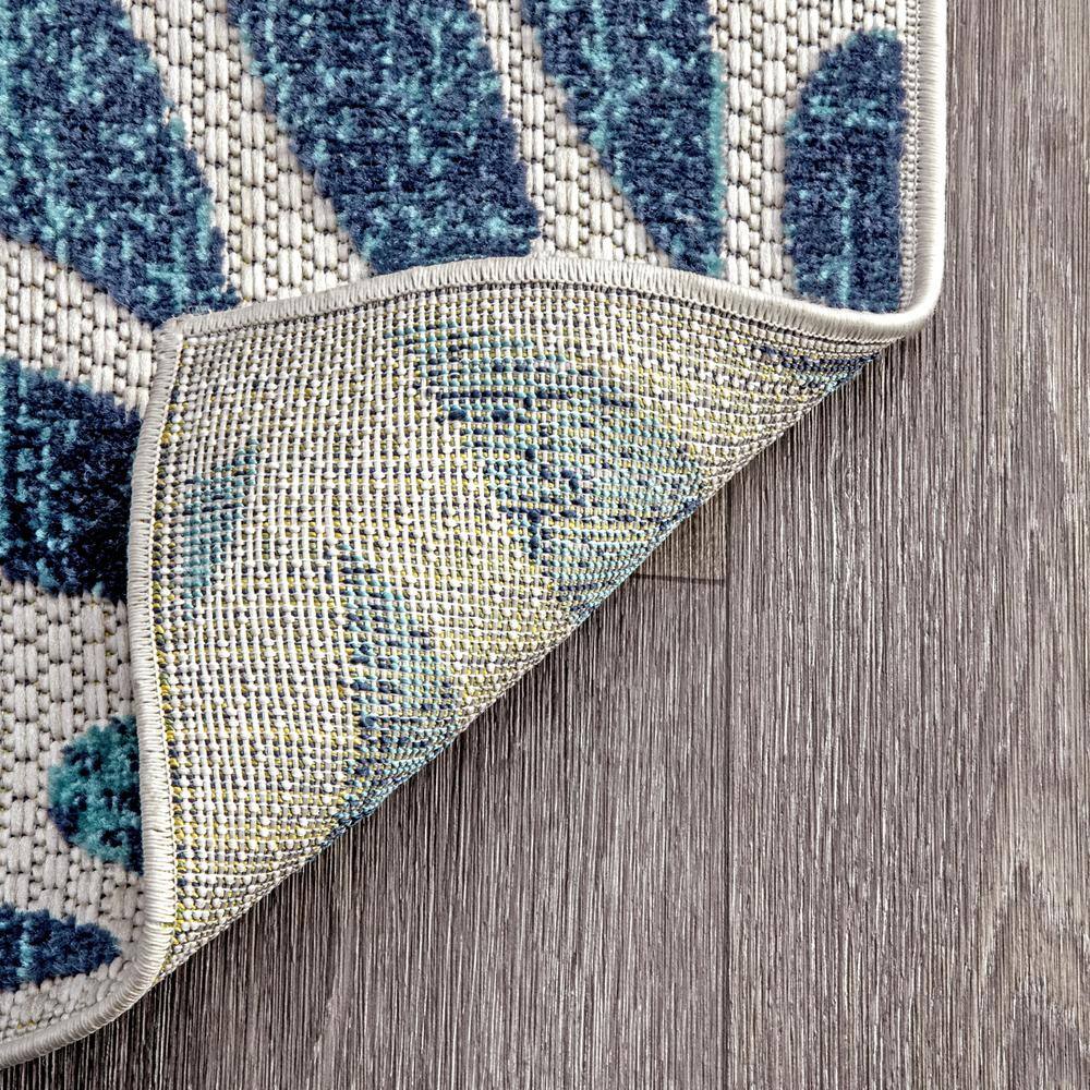 Blue Floral Synthetic Easy Care Runner Rug