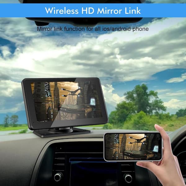 Yichuhaoxi 7 in. HD Portable Carplay Wireless Touch Screen Double