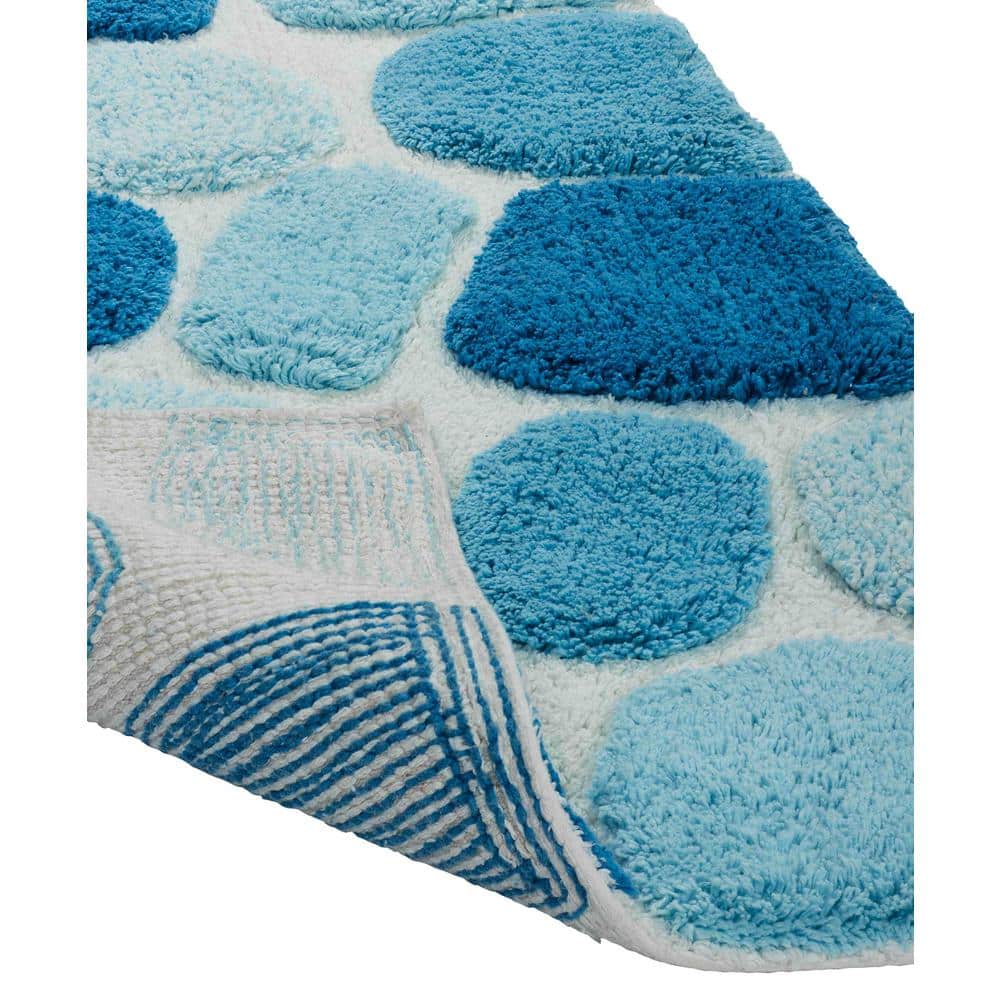 Arctic Blue Cotton Pebble Pattern Bath Rug Set