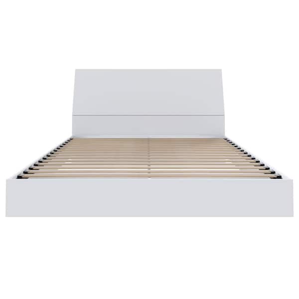 Esker White Full Size Platform Bed and Storage Headboard