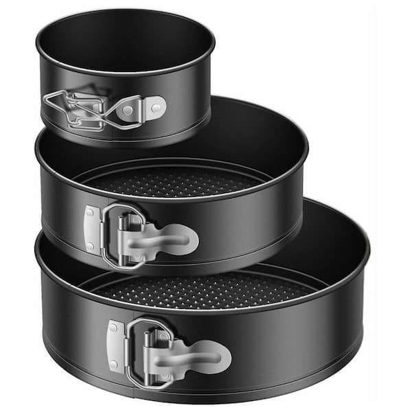 Set of 3 Nonstick Cake Pans with Removable Bottom, 4,7, 9 in. Round Baking Pans with 50 Pcs Parchment Paper Liners