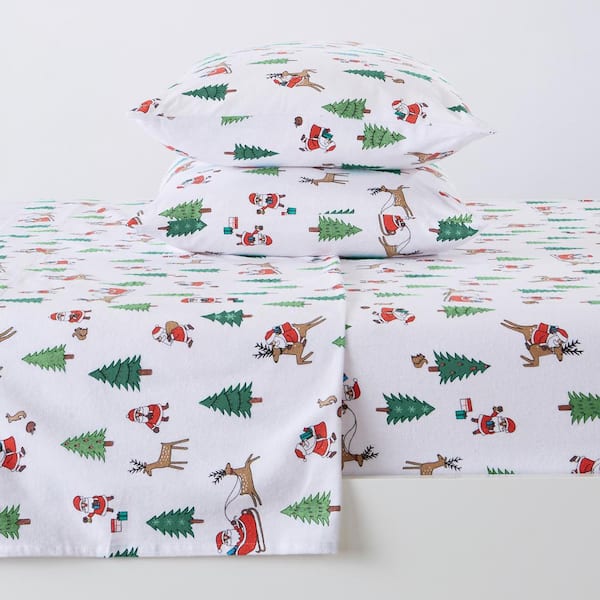 FRESHFOLDS 4-Piece Multi-Colored 100% Turkish Cotton Flannel Full Winter Sheet Set