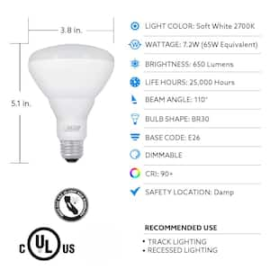 65-Watt Equivalent BR30 Dimmable CEC Compliant 90+ CRI CEC Title 20 E26 Flood LED Light Bulb, Soft White 2700K (54-Pack)