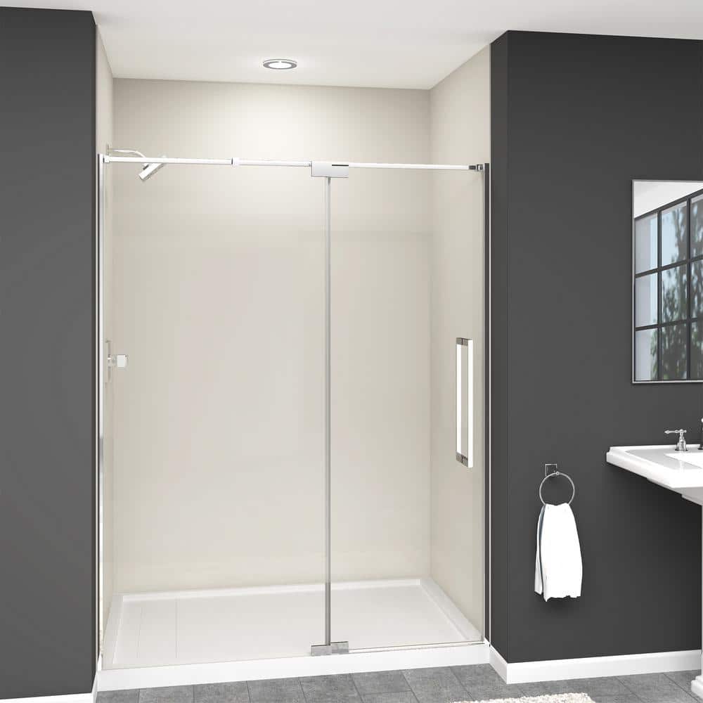 Polished Chrome 60" Pivot Shower Door with Clear Glass