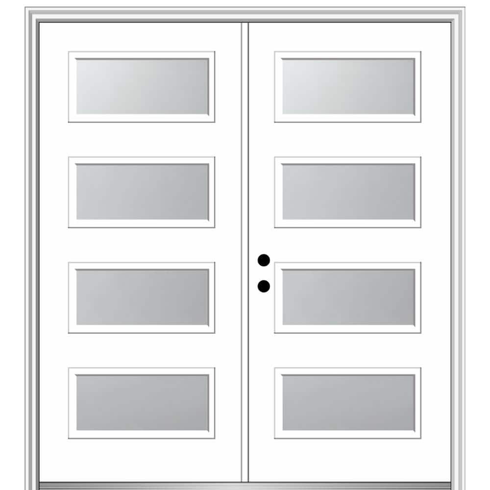 Celeste 64 in. x 80 in. Right-Hand Inswing 4-Lite Frosted Glass Primed Fiberglass Prehung Front Door on 6-9/16 in. Frame price history on PriceWatchPro