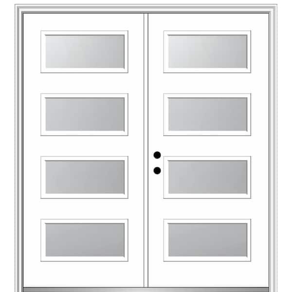 MMI Door Celeste 64 in. x 80 in. Right-Hand Inswing 4-Lite Frosted Glass Primed Fiberglass Prehung Front Door on 6-9/16 in. Frame