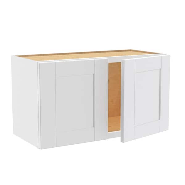 Washington Vesper White Plywood Shaker Stock Assembled Wall Kitchen Cabinet 24 in. x 15 in. x 24 in. Soft Close