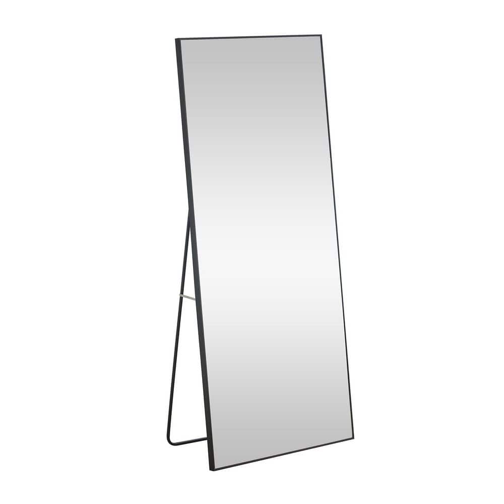 Black 23 in. W x 65 in. H Aluminum Alloy Metal Frame Wall Mirror Floor Moun