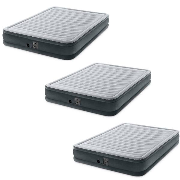Intex Plus Series Mid Rise Queen Air Bed with Built In Pump (3 pack)