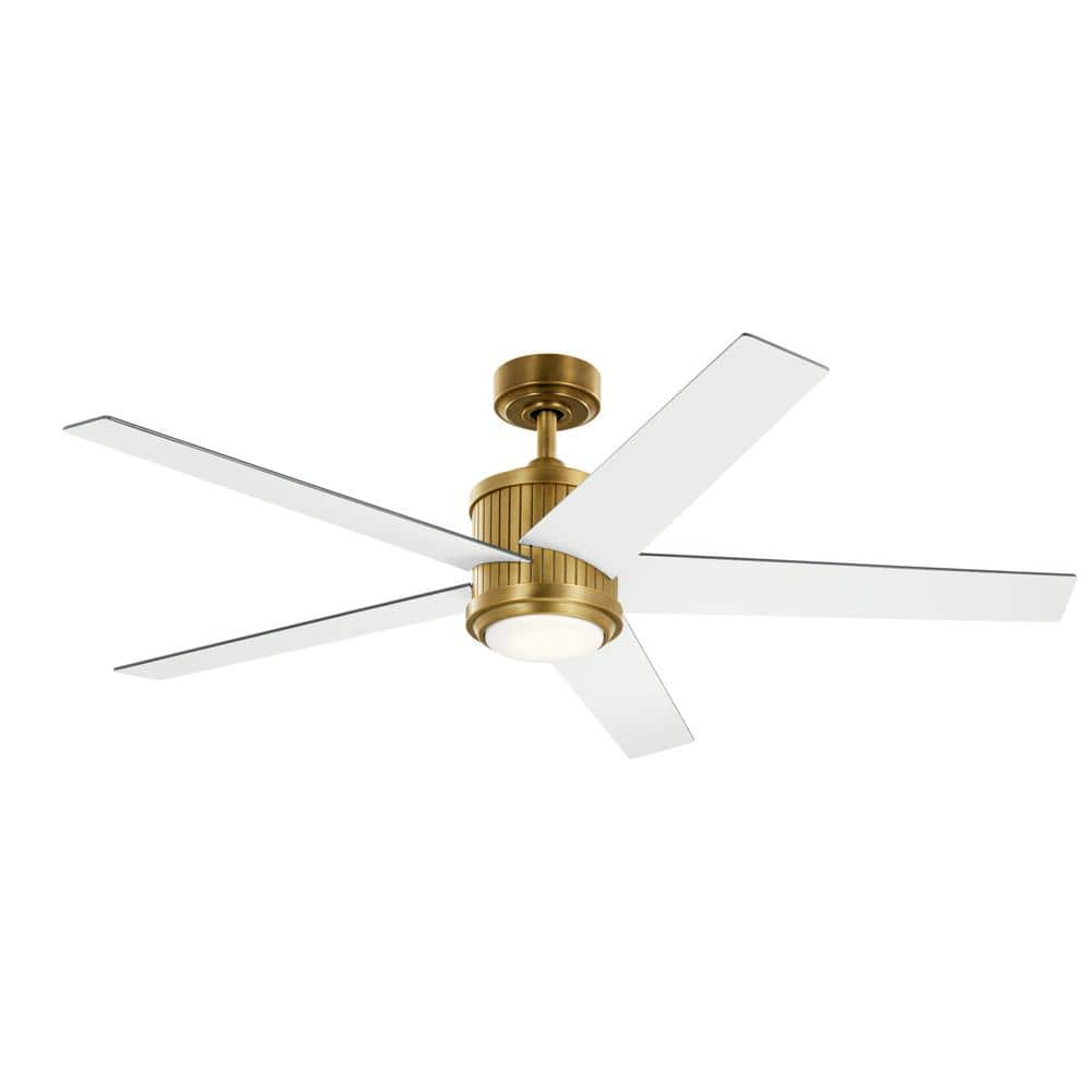 UPC 783927000116 product image for Brahm 56 in. Indoor Natural Brass Downrod Mount Ceiling Fan with Integrated LED  | upcitemdb.com