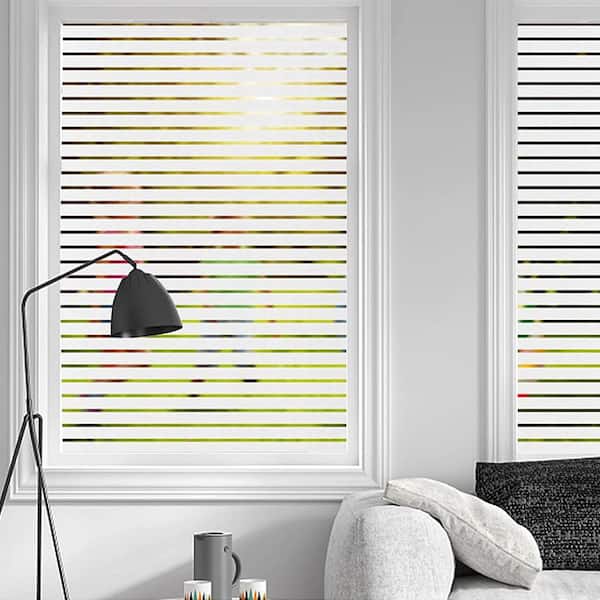 Window Film Ribbed HIDBEA 17.5 in. W x 78 in. L Reeded Non-Adhesive Decorative Window Film ...