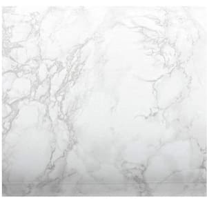Kitchen Laminate Countertop Makeover White Gray Marble Vinyl Cover Waterproof Durable Self-Adhesive, 36" x 120" (10ft)