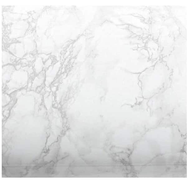 Adrinfly Kitchen Laminate Countertop Makeover White Gray Marble Vinyl Cover Waterproof Durable Self-Adhesive, 36" x 120" (10ft)