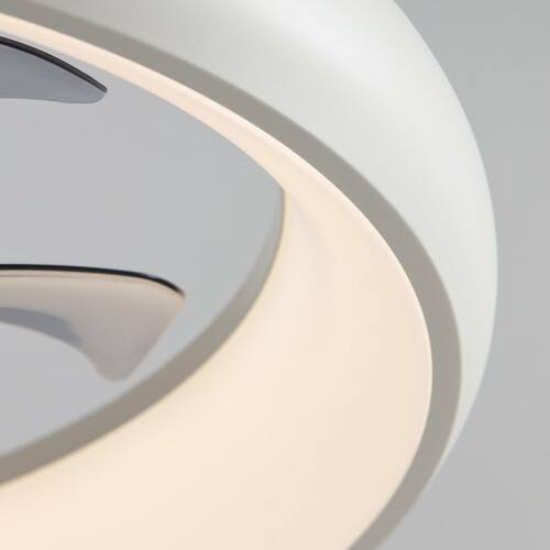 20 in. LED Indoor White Flush Mount Ceiling Fan with Light Dimmable for Low Profile Bedroom LuminFan Ceiling Fans With Lights