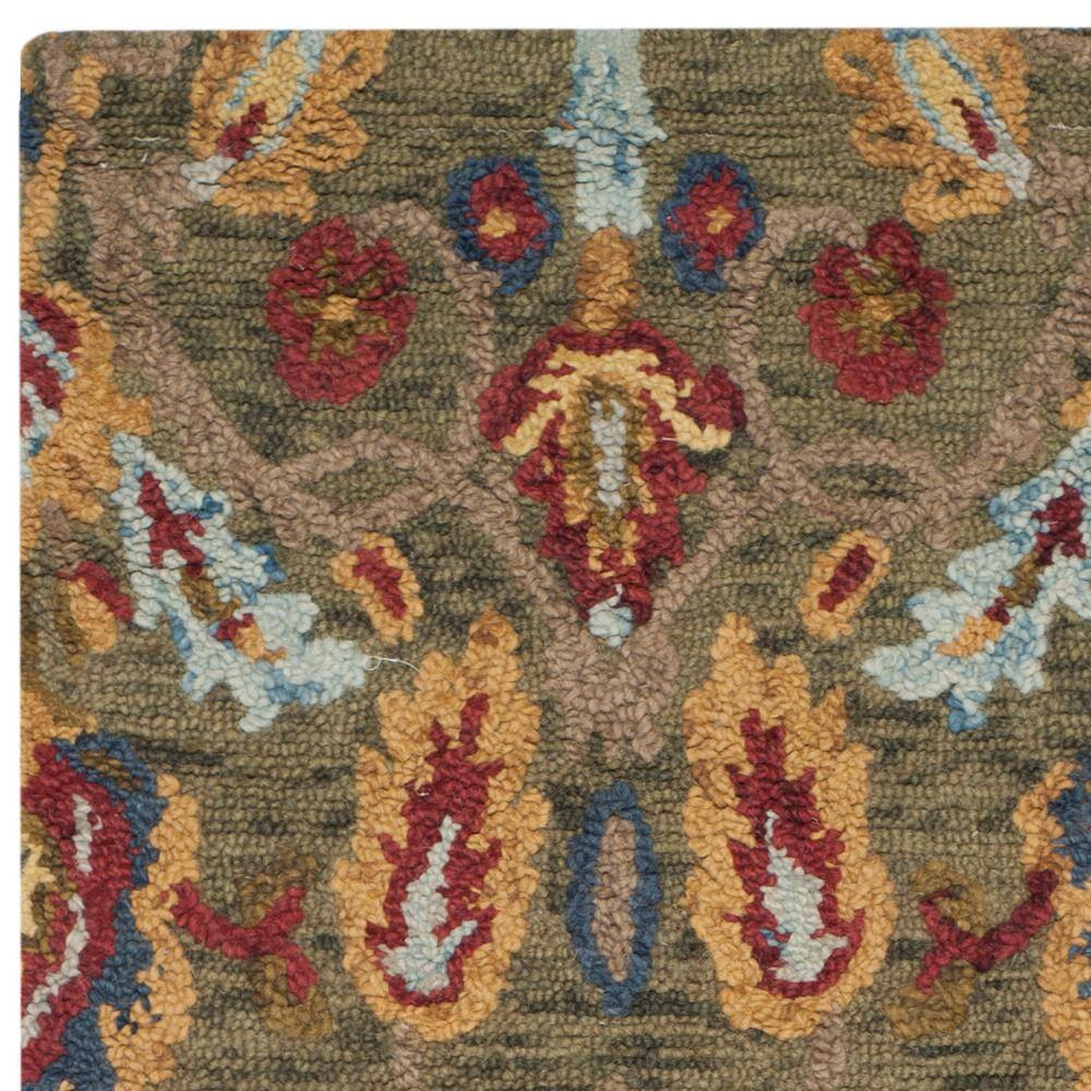 Blossom Green & Multi 27" Handmade Wool Runner Rug
