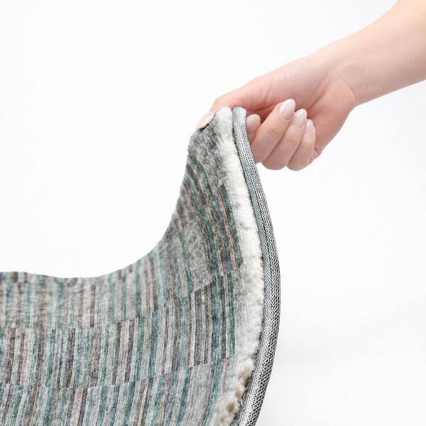 Dream Shag Premium Machine Washable Abstract ADS816 Teal 5 ft. x 7 ft. 6 in. Area Rug