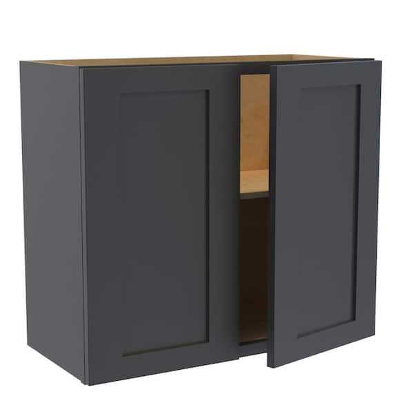 Newport 27 in. W x 12 in. D x 24 in. H Assembled Plywood Wall Bridge Kitchen Cabinet in Deep Onyx with Soft Close