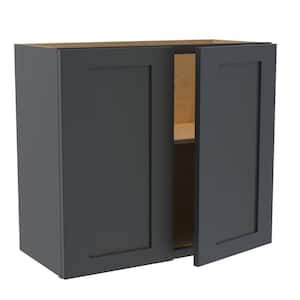 Newport Onyx Gray Painted Plywood Shaker Assembled Wall Kitchen Cabinet Soft Close 27 W in. 12 D in. 24 in. H