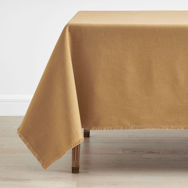 Company Cotton Solid Fringe 70 in. W x 90 in. L Amber Tablecloth