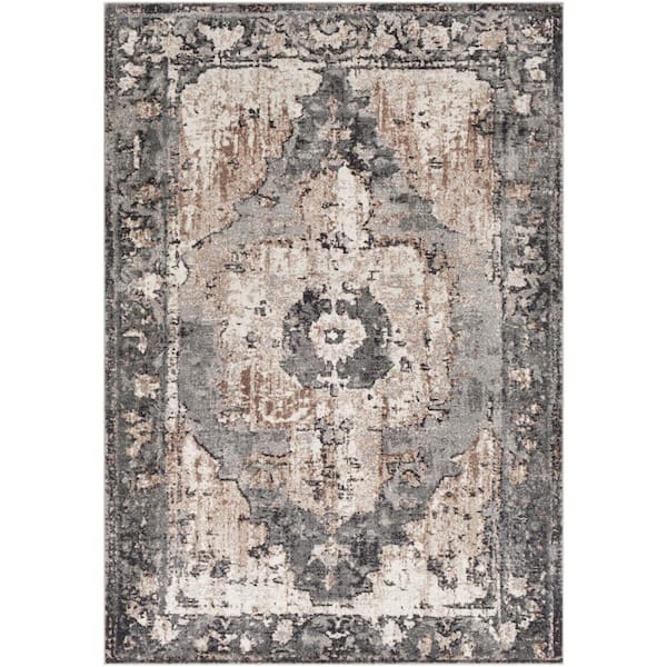 Livabliss Kathy Grey/Cream 5 ft. 3 in. x 7 ft. 3 in. Oriental Area Rug