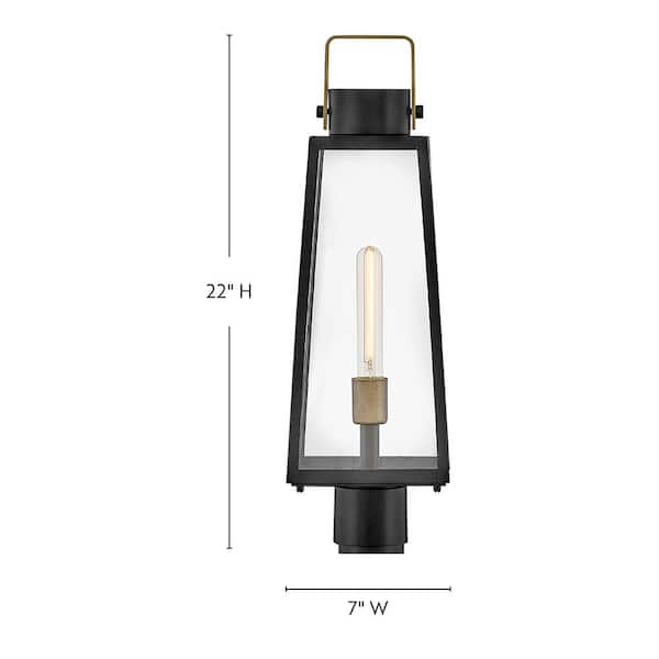 Hugh 1-Light Black Aluminum Weather Resistant Outdoor Post Light with No Bulbs Included