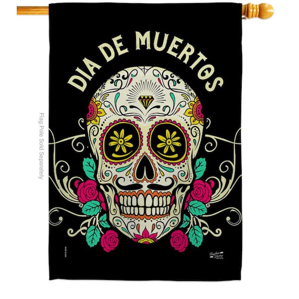 Angeleno Heritage MADE AND DESIGNED LOS ANGELES CALIFORNIA 28 in. x 40 in. Dia De Muertos Fall House Flag Double-Sided Decorative Vertical Flags
