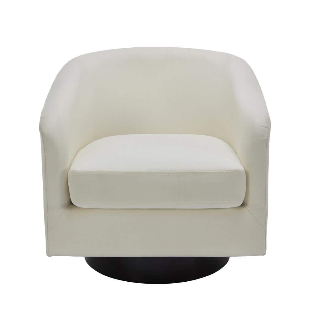 Beige Polyester Upholstered 360°Swivel Arm Chair With Wood Base (Set of 1) price history on PriceWatchPro