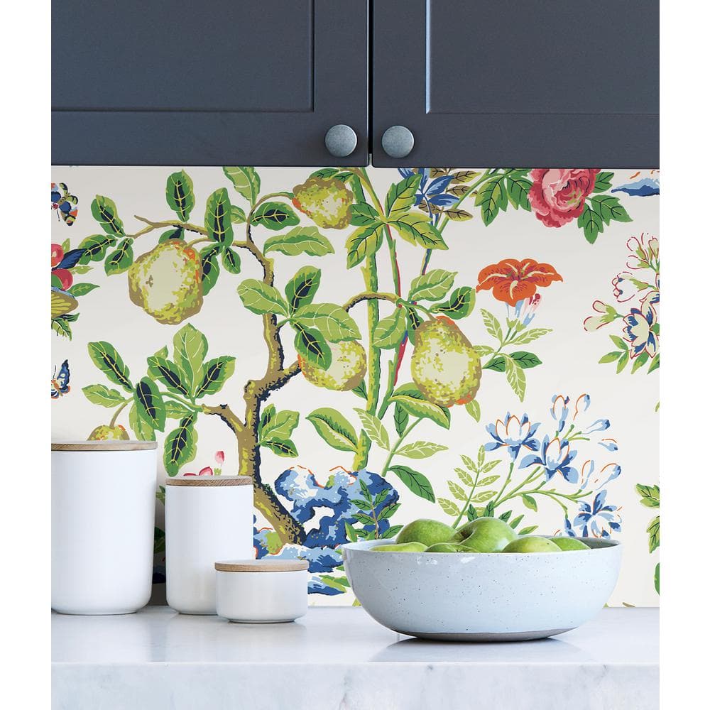 Bloom Shantung Garden Multicolor Self-Adhesive Vinyl Wallpaper