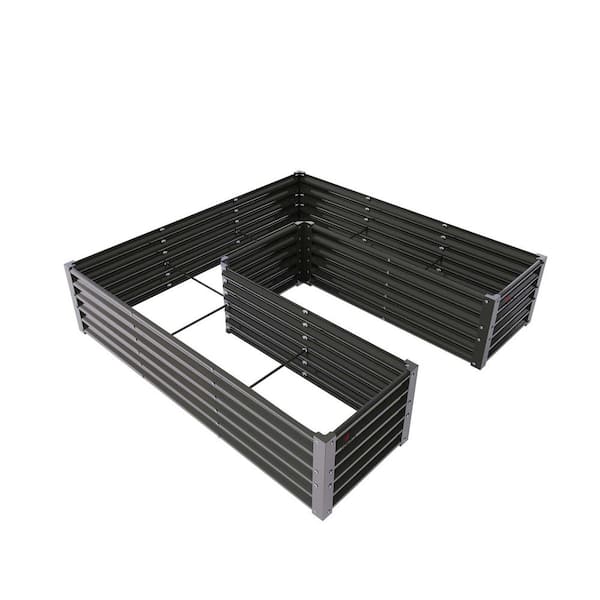 6 x 6 x 1.5 ft. Quartz Grey Metal U-Shaped Outdoor Raised Garden Beds, Planter Box for Planting Vegetables Flowers Herb