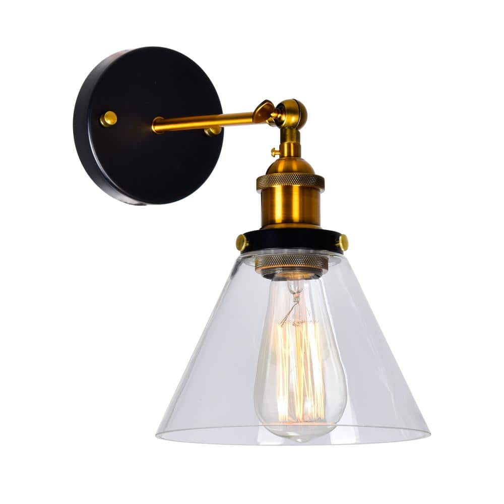 CWI Lighting Eustis 1 Light Wall Sconce With Black & Gold Brass Finish ...